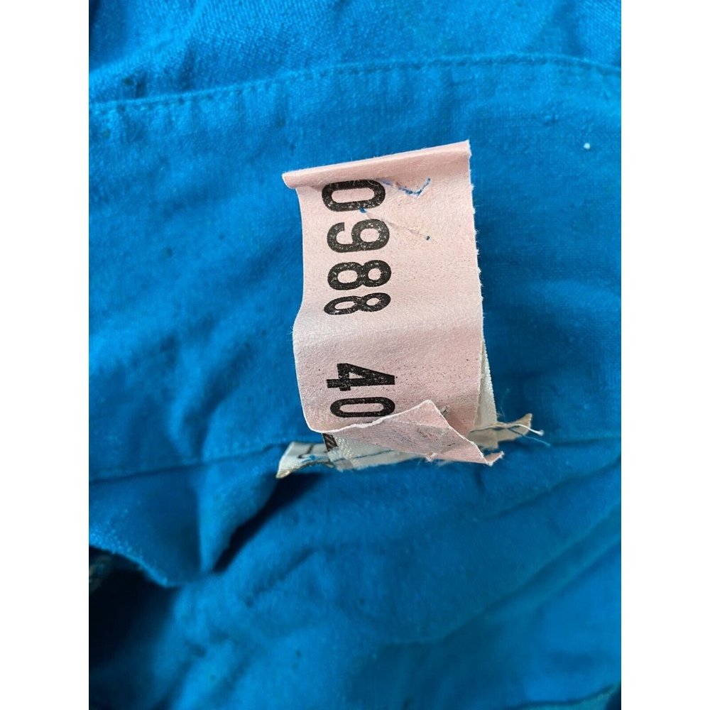 VTG Naturelle George Georgiou Teal Raw Silk Jumpsuit Chest Pockets One Piece S - Picture 5 of 15